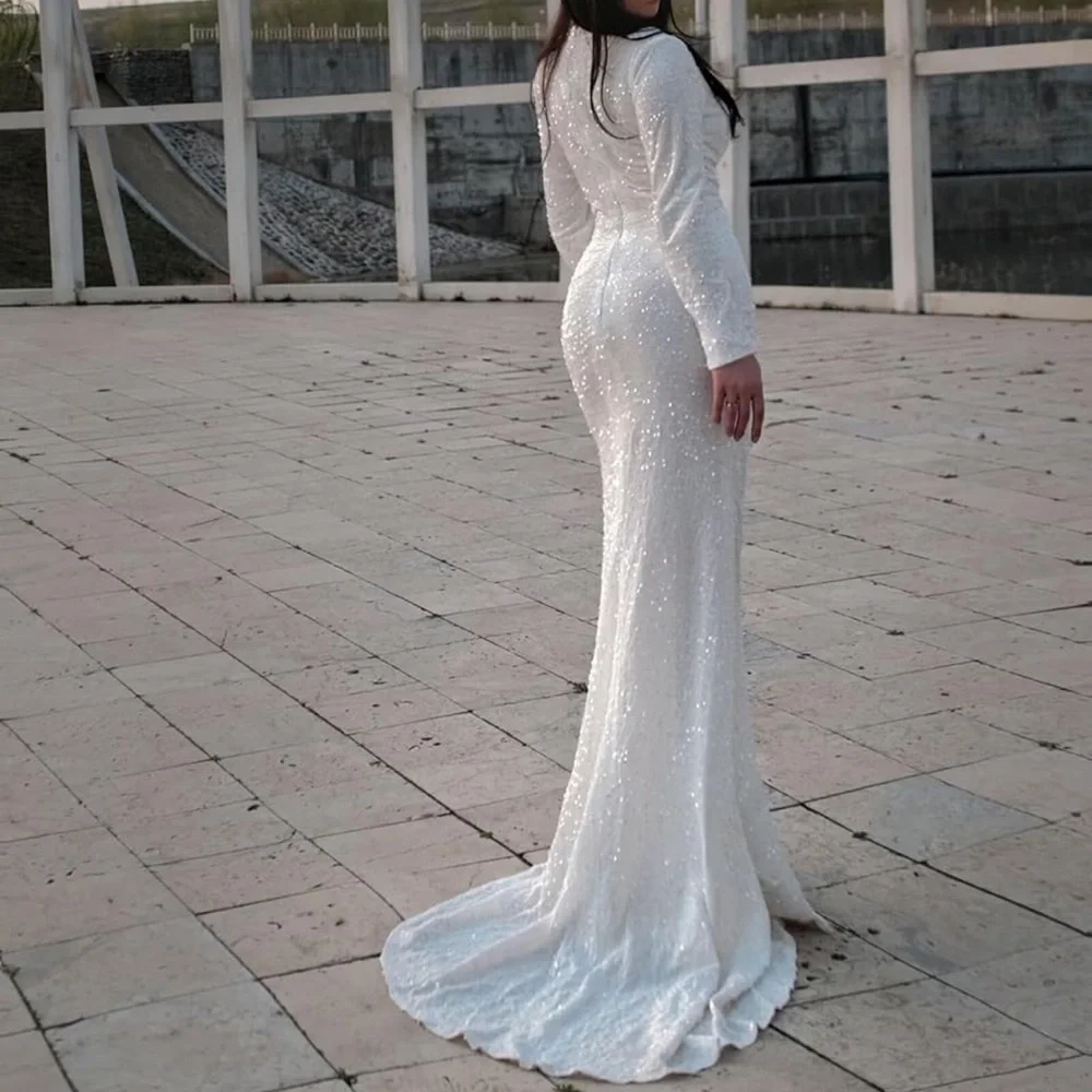 Elegant Yellow Sequin Gown With Train (NWOT) - Picture 5 of 17